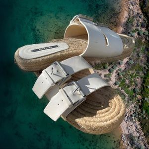 ZARA WHITE PLATFORM WOVEN CASUAL SANDALS